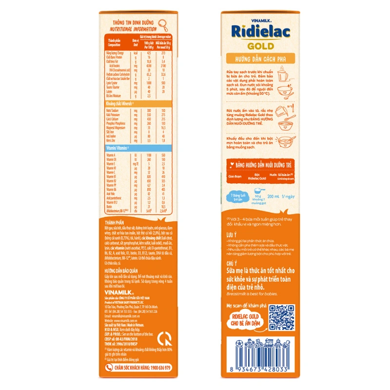Bột ăn dặm Vinamilk Ridielac Gold cá hồi, bông cải xanh hộp 200g (7 - 24 tháng) 5
