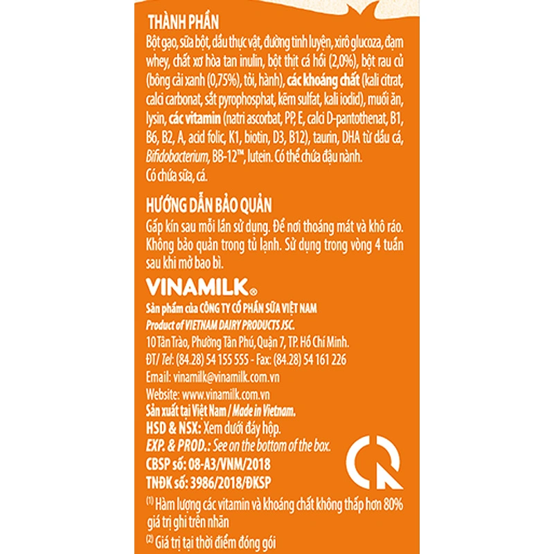 Bột ăn dặm Vinamilk Ridielac Gold cá hồi, bông cải xanh hộp 200g (7 - 24 tháng) 7