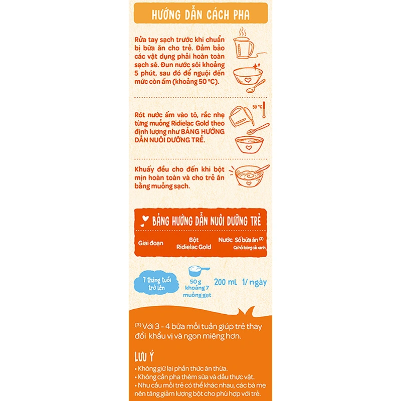 Bột ăn dặm Vinamilk Ridielac Gold cá hồi, bông cải xanh hộp 200g (7 - 24 tháng) 8