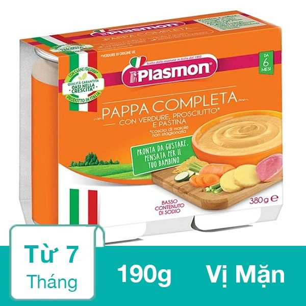 Lốc 2 hũ bột ăn dặm Plasmon rau củ, thịt giăm bông và mì ý 190g (từ 6 tháng) 1
