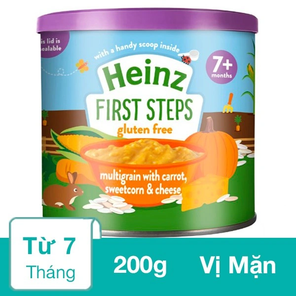 Bột ăn dặm Heinz bột ngũ cốc, cà rốt, phô mai và bắp ngọt lon 200g (từ 7 tháng) 1