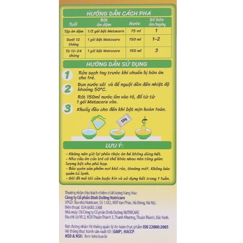 Bột ăn dặm MetaCare 4 vị ngọt hộp 200g (6 - 24 tháng) 3