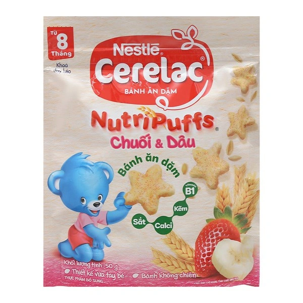 Bánh ăn dặm Nestlé Cerelac NutriPuffs vị chuối, dâu gói 50g (từ 8 tháng) 1