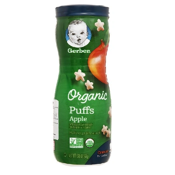 Bánh ăn dặm Gerber Organic Puffs vị táo lon 42g (từ 8 tháng) 1