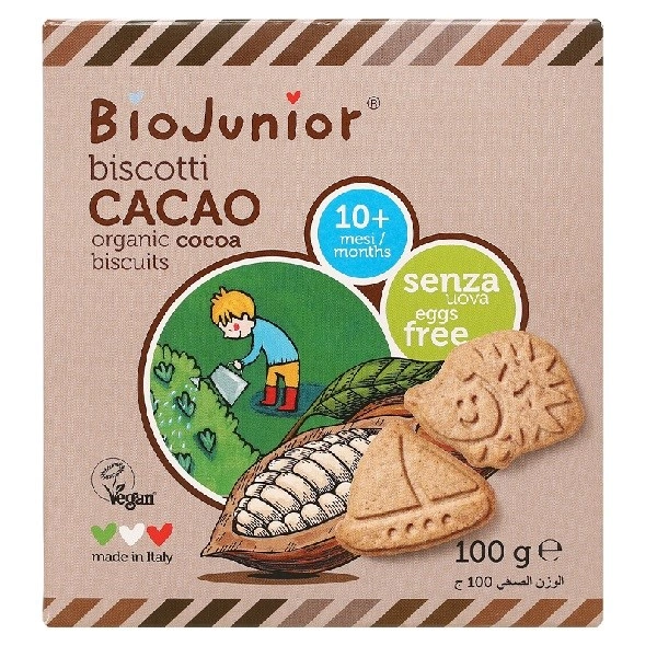Bánh quy ăn dặm BioJunior Biscotti vị cacao hộp 100g (từ 10 tháng) 1
