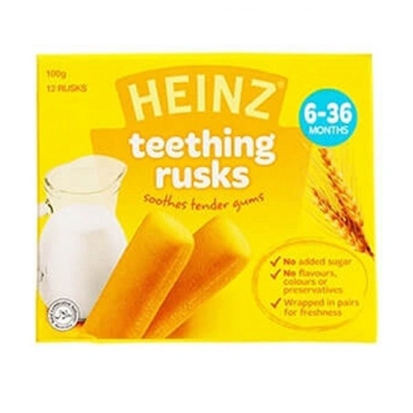 Bánh quy ăn dặm Heinz Teething Rusks vị sữa hộp 100g (6 - 36 tháng) 1