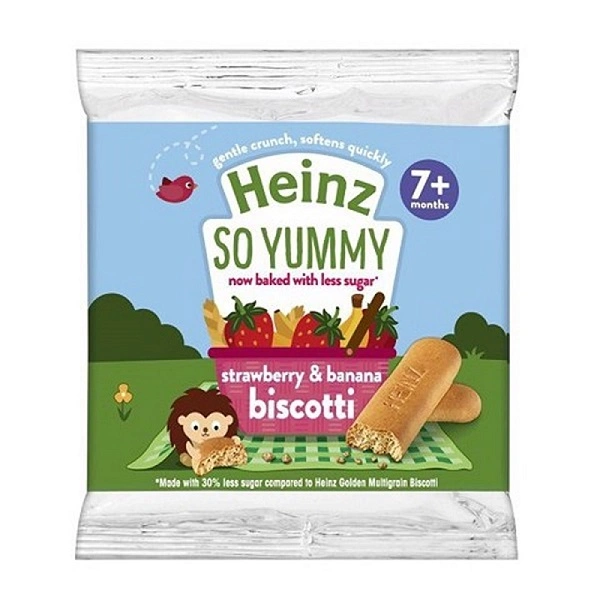 Bánh ăn dặm Heinz Biscotti vị dâu, chuối ít đường gói 60g (từ 7 tháng) 1
