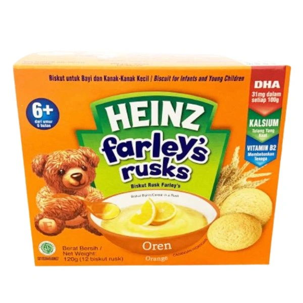 Bánh quy ăn dặm Heinz Farleys Rusks vị cam hộp 120g (từ 6 tháng) 1