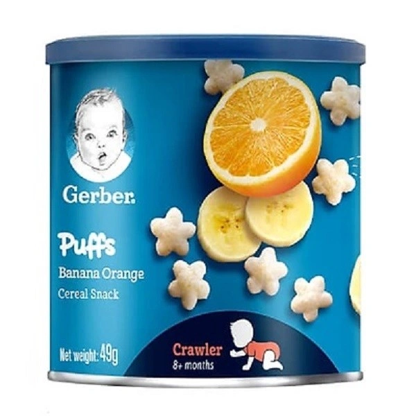 Bánh ăn dặm Gerber Puffs vị chuối, cam lon 49g (từ 8 tháng) 1
