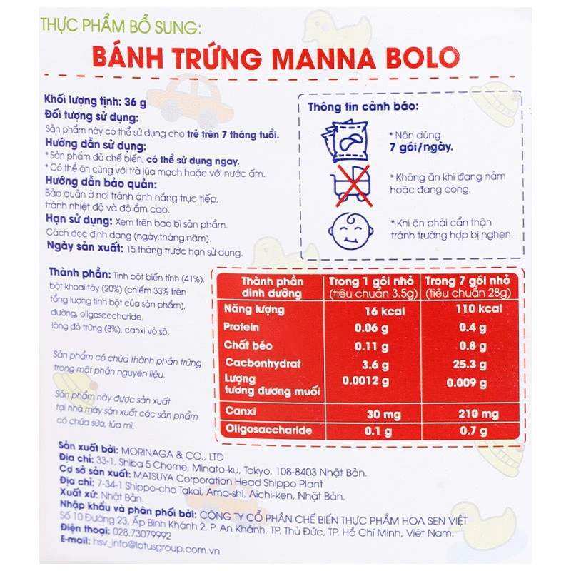 Bánh trứng ăn dặm Manna Bolo vị tự nhiên gói 36g (từ 7 tháng) 7