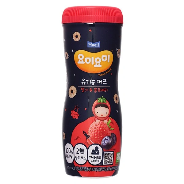 Bánh gạo ăn dặm Maeil Yommy Yommy vị dâu, việt quất lon 42g (từ 1 tuổi) 1