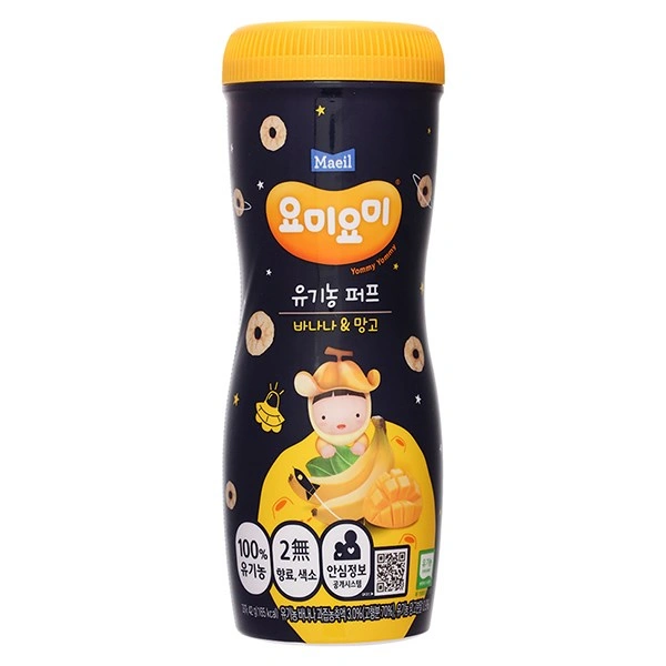 Bánh gạo ăn dặm Maeil Yommy Yommy vị chuối, xoài lon 42g (từ 1 tuổi) 1
