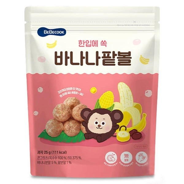 Bánh bỏng bi ăn dặm BeBecook vị chuối, đậu đỏ gói 25g (từ 1 tuổi) 1
