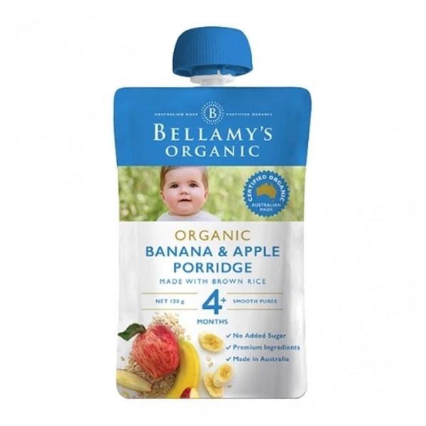 Dinh dưỡng ăn dặm Bellamys Organic chuối, táo, yến mạch túi 120g (từ 4 tháng) 1