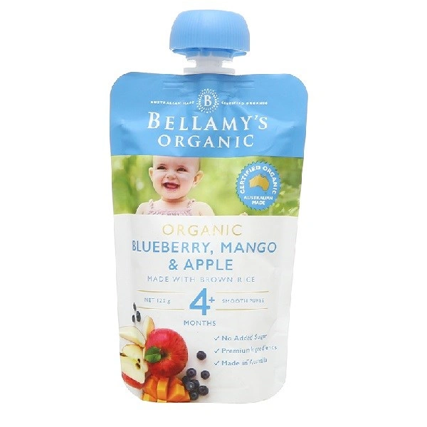 Dinh dưỡng trái cây nghiền Bellamys Organic việt quất, xoài và táo hữu cơ túi 120g (từ 4 tháng) 1