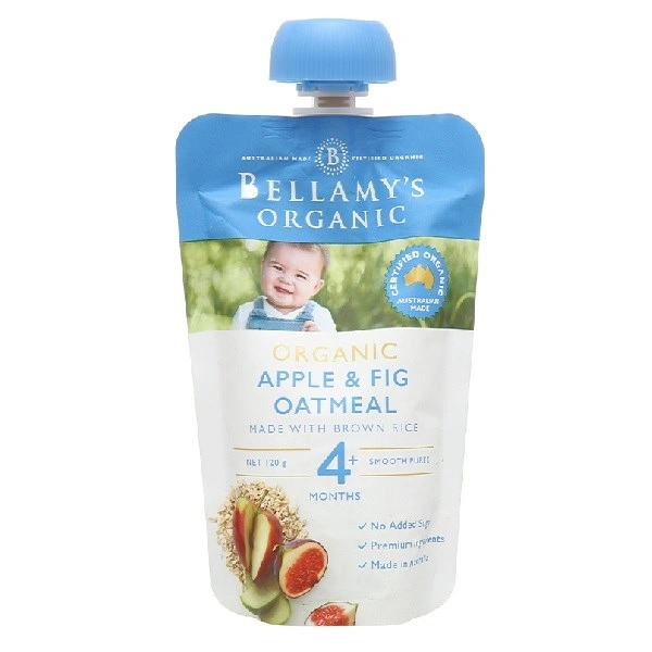 Dinh dưỡng ăn dặm Bellamys Organic táo, sung và yến mạch túi 120g (từ 4 tháng) 1