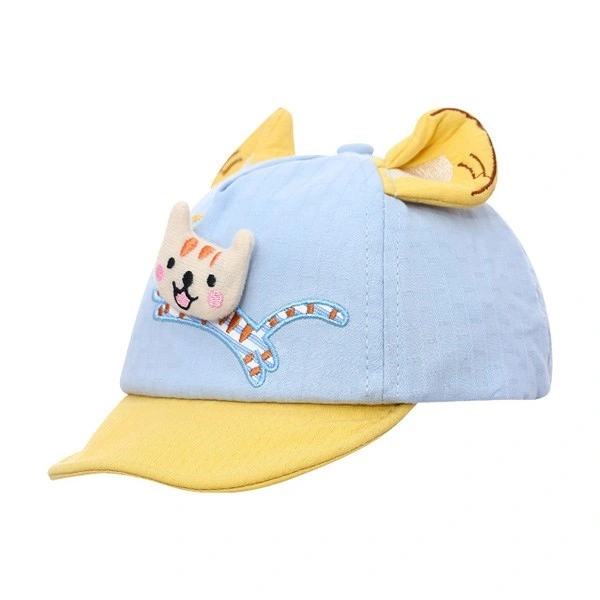 Nón kết cho bé Á Châu mèo cute 3D màu vàng 3