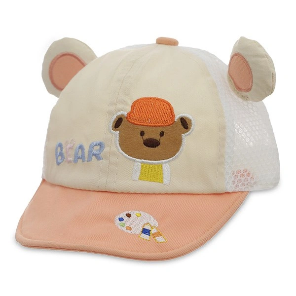Nón kết cho bé Á Châu thêu Gấu Bear màu vàng 3