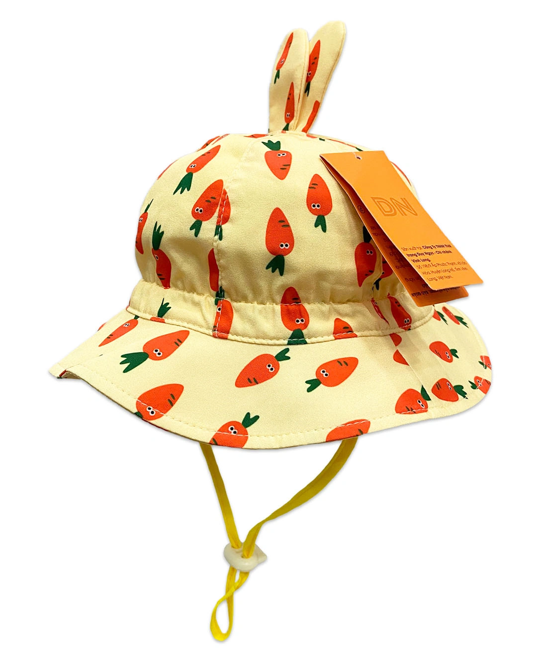 Nón vành cho bé gái Duy Ngọc họa tiết cà rốt màu vàng 2