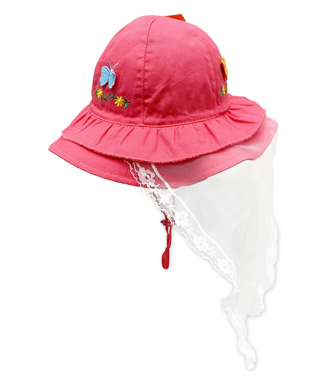 Nón vành cho bé gái Duy Ngọc thêu hoa bướm màu hồng nhạt 12