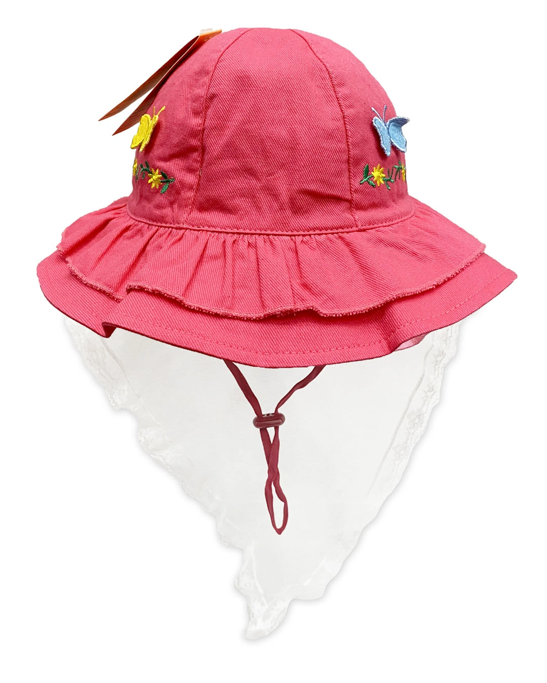 Nón vành cho bé gái Duy Ngọc thêu hoa bướm màu hồng nhạt 13