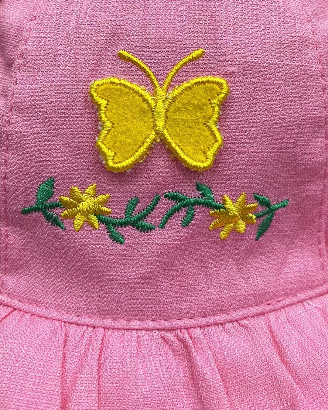 Nón vành cho bé gái Duy Ngọc thêu hoa bướm màu hồng nhạt 5