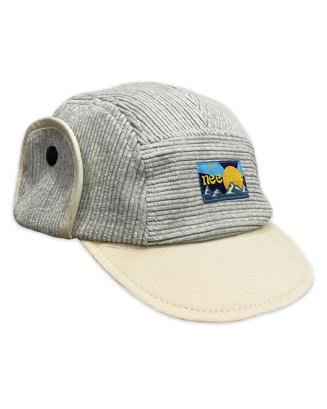 Nón kết cho bé trai Duy Ngọc che tai in chữ và hình màu xám 3