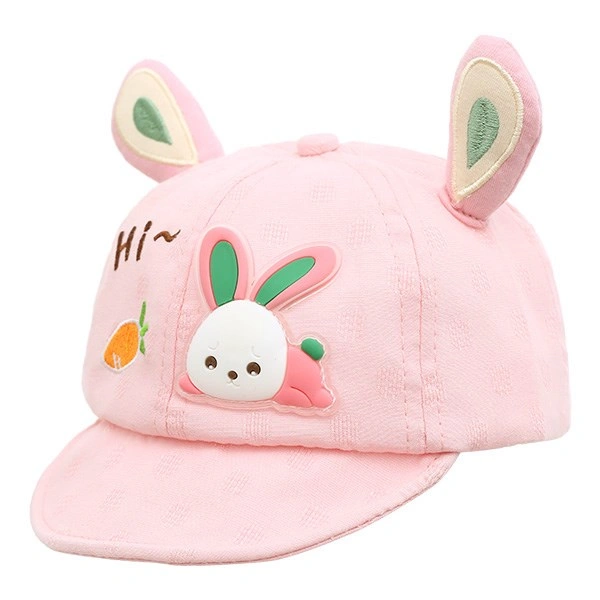 Nón kết cho bé gái TOP KIDS thêu thỏ và cà rốt màu hồng 1