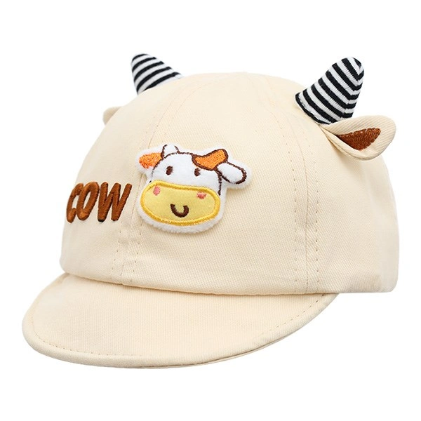 Nón kết cho bé TOP KIDS thêu bò màu be 1