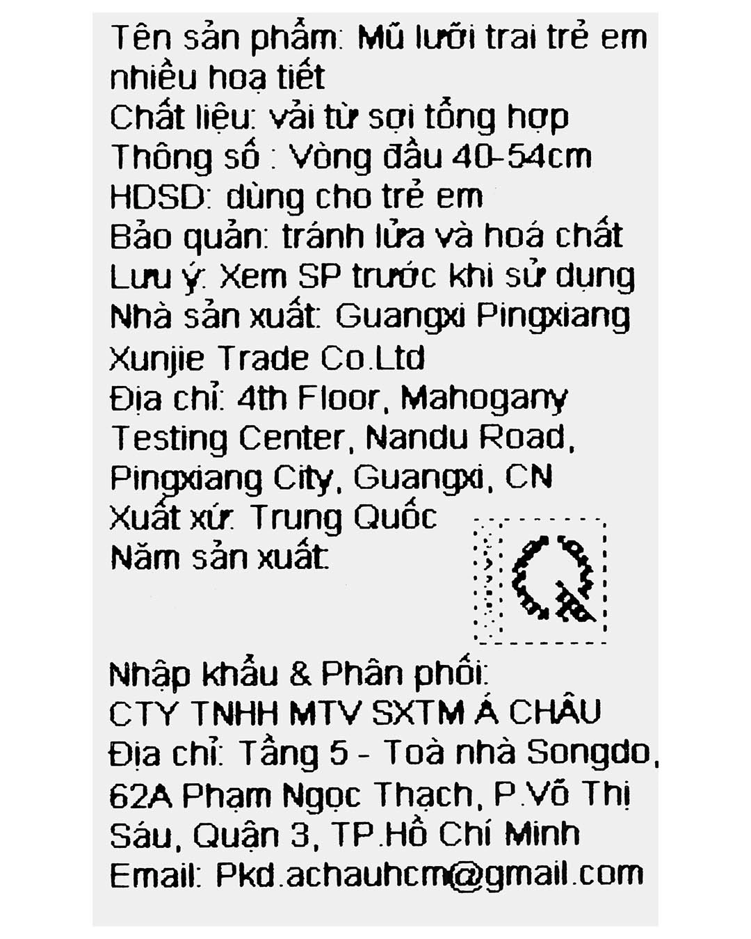 Nón kết cho bé TOP KIDS thêu gấu Happy màu xanh 14