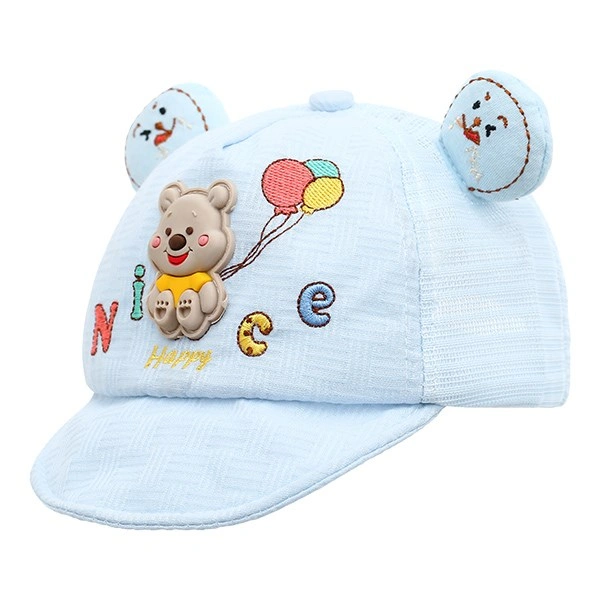 Nón kết cho bé TOP KIDS thêu gấu Happy màu xanh 1