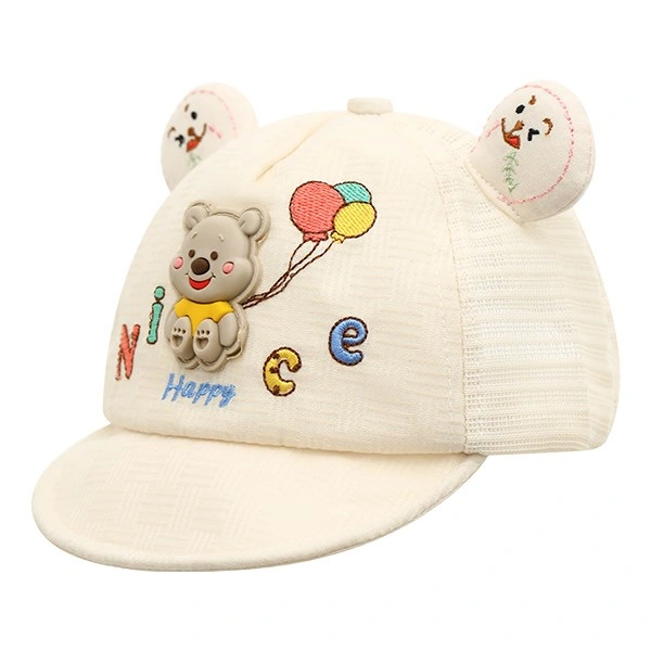 Nón kết cho bé TOP KIDS thêu gấu Happy màu be 1