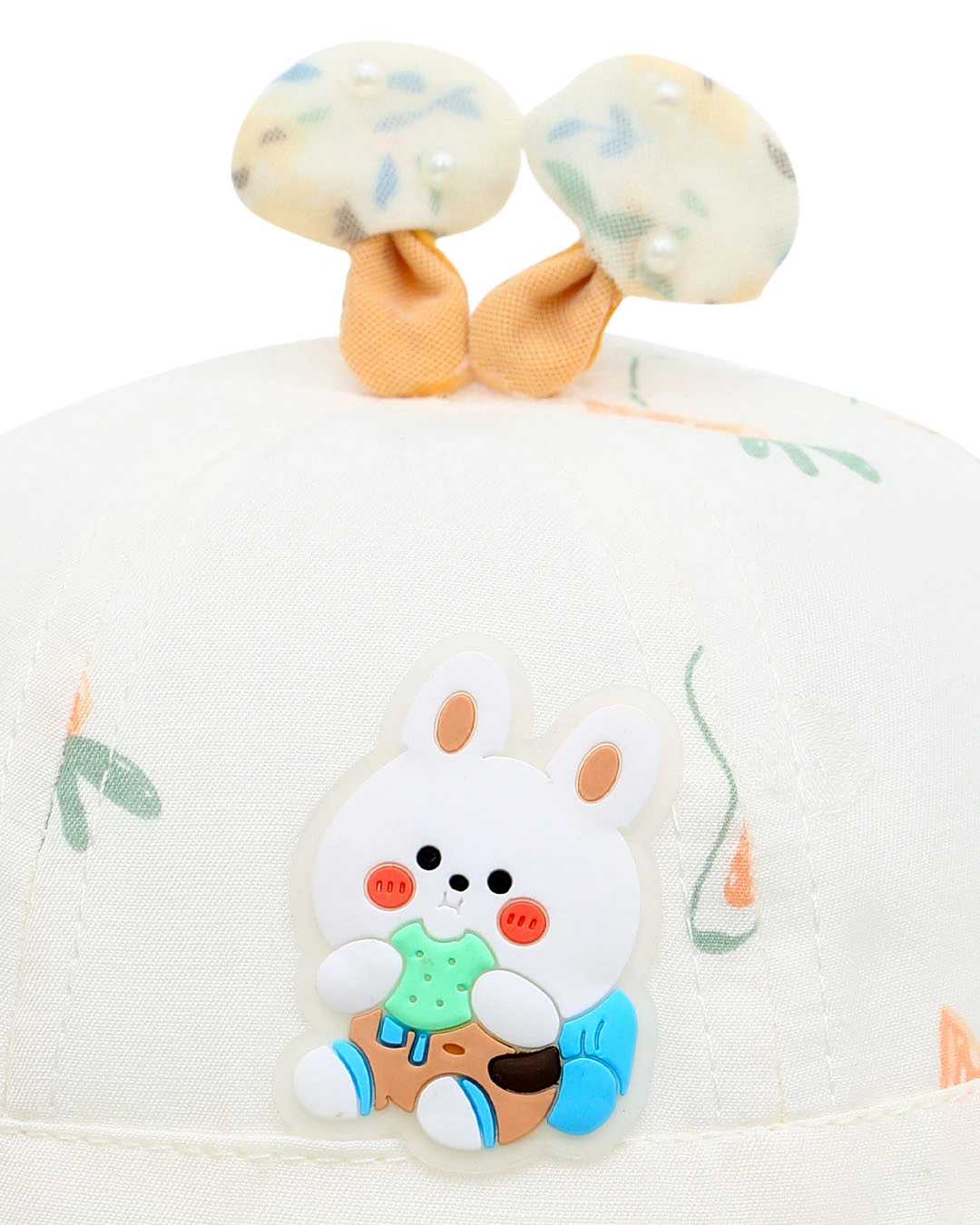 Nón vành cho bé gái TOP KIDS in hình thỏ trắng và cà rốt màu hồng 12