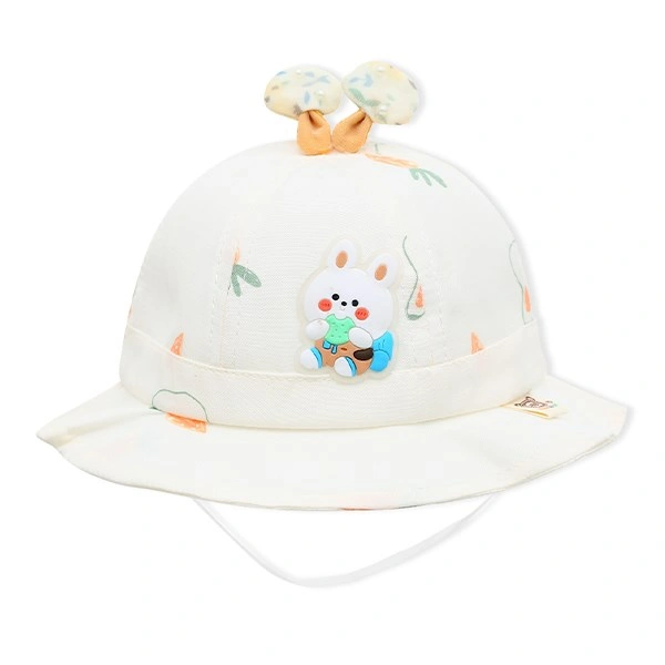 Nón vành cho bé gái TOP KIDS in hình thỏ trắng và cà rốt màu hồng 8