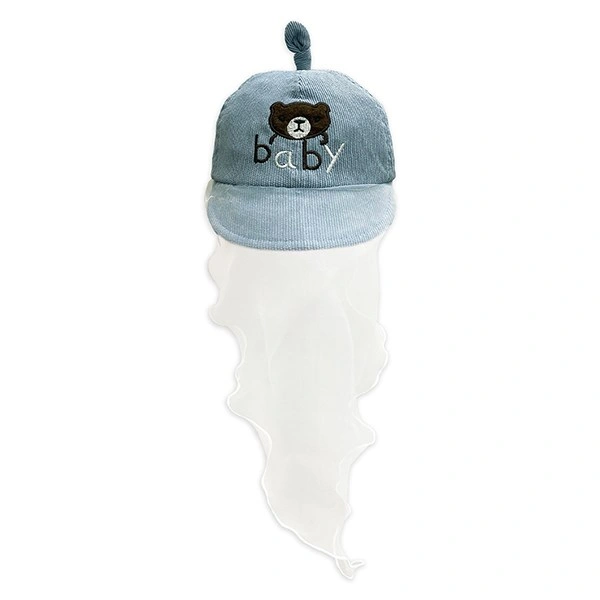 Nón kết cho bé Duy Ngọc thêu họa tiết gấu, chữ baby màu xanh nhạt 1