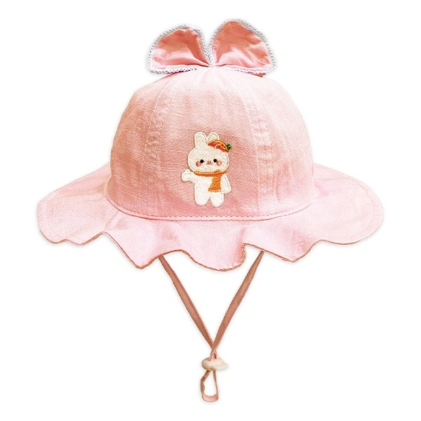 Nón vành cho bé gái Duy Ngọc thêu thỏ màu hồng nhạt 1