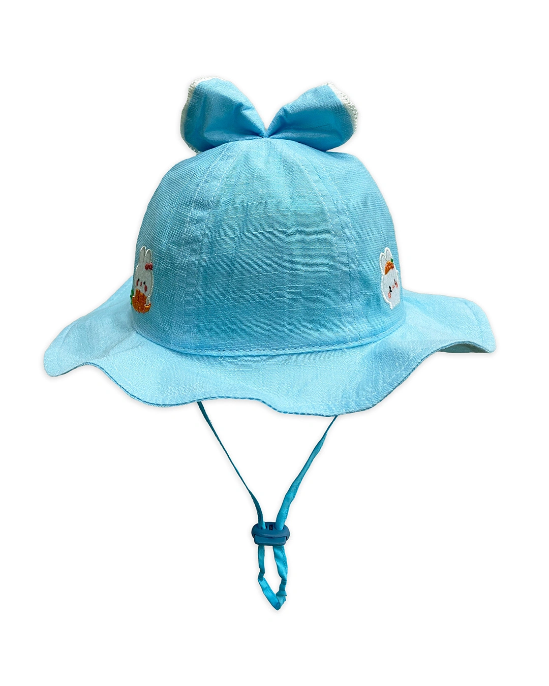 Nón vành cho bé gái Duy Ngọc thêu thỏ màu xanh dương 4