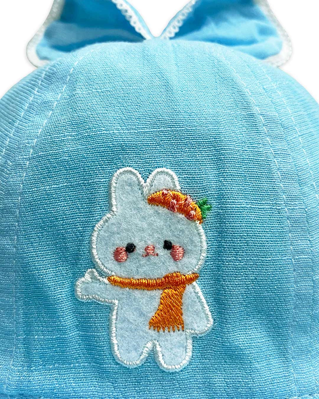 Nón vành cho bé gái Duy Ngọc thêu thỏ màu xanh dương 5