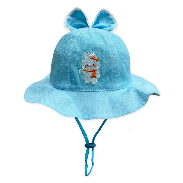 Nón vành cho bé gái Duy Ngọc thêu thỏ màu xanh dương 1
