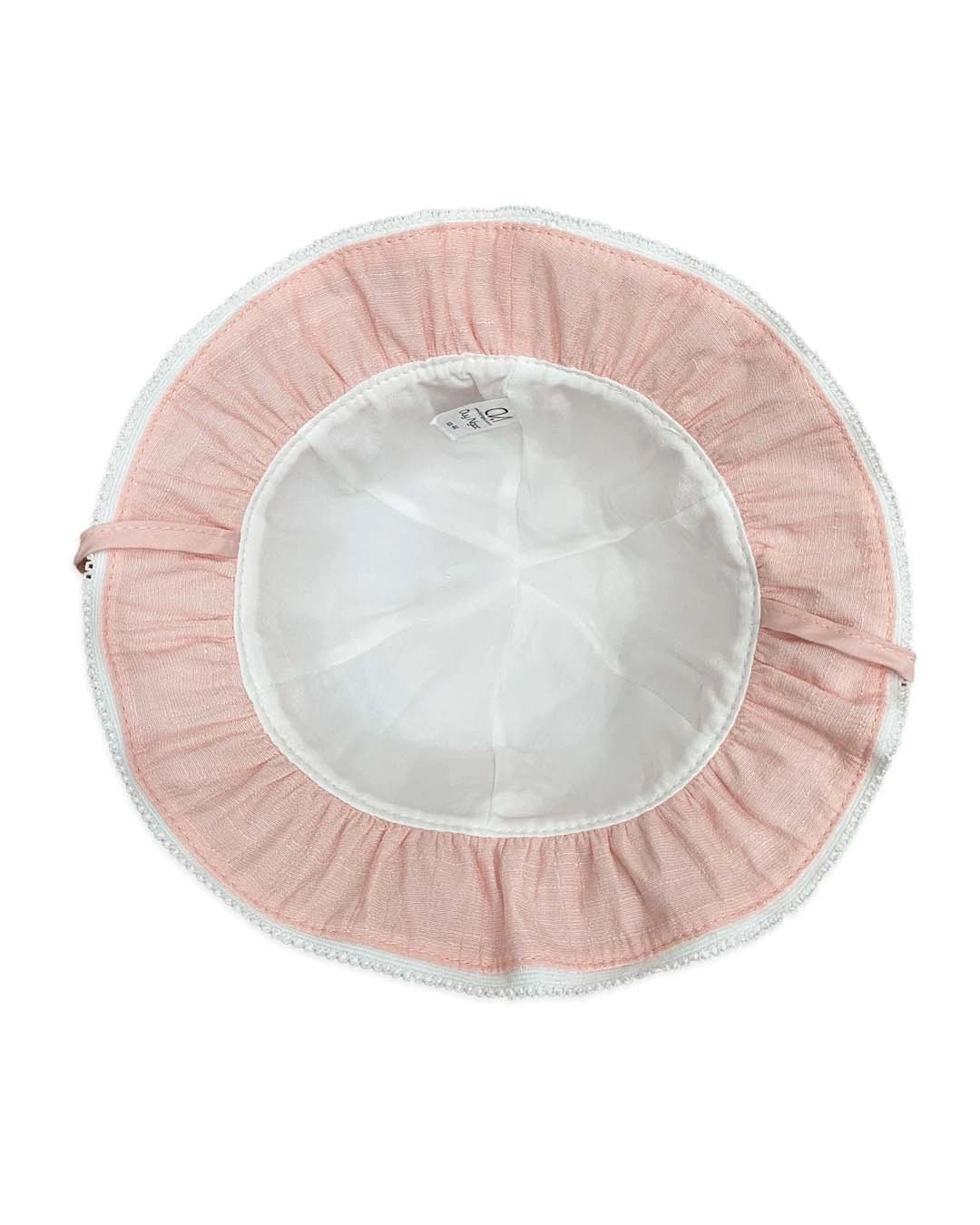 Nón vành cho bé gái Duy Ngọc thêu mèo màu hồng nhạt 6