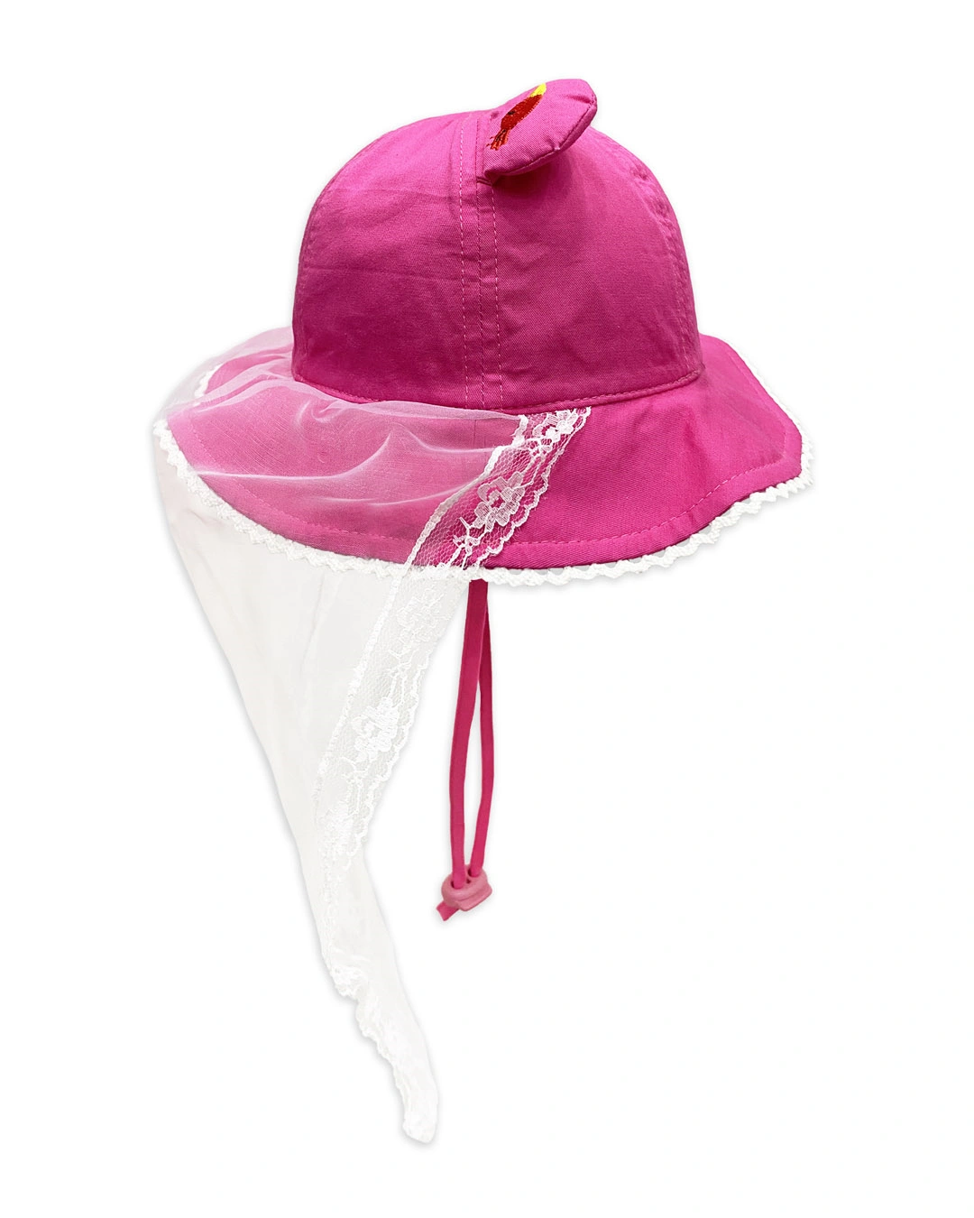 Nón vành cho bé gái Duy Ngọc thêu gấu, mây và ngôi sao màu hồng 2