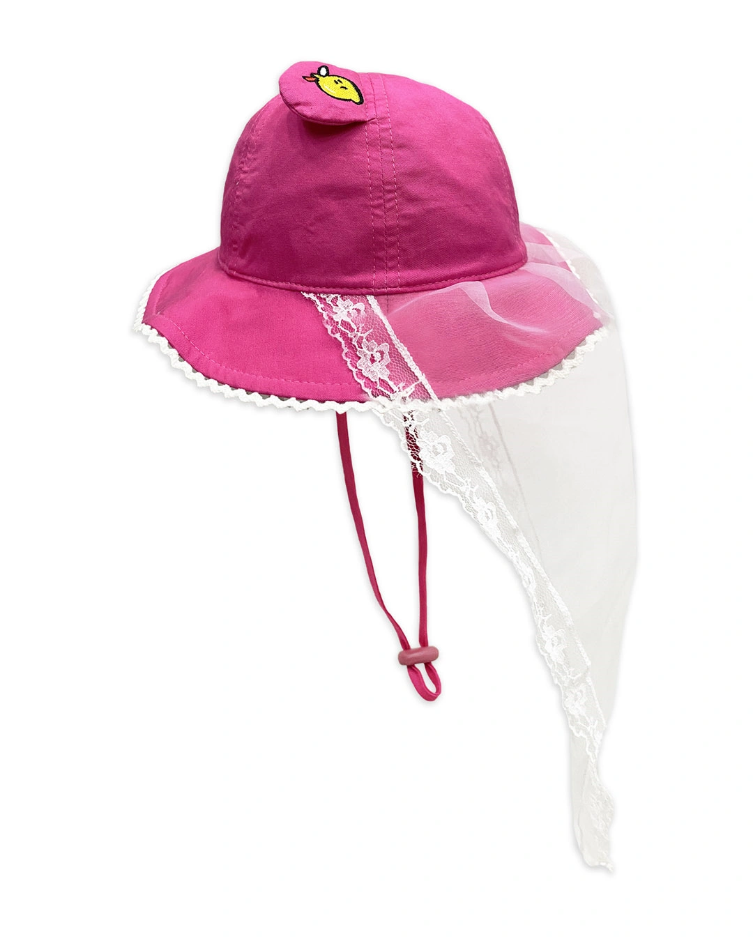 Nón vành cho bé gái Duy Ngọc thêu gấu, mây và ngôi sao màu hồng 3