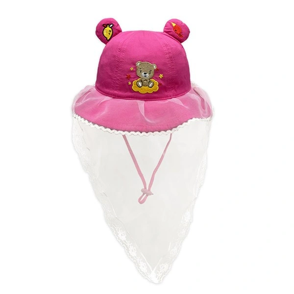 Nón vành cho bé gái Duy Ngọc thêu gấu, mây và ngôi sao màu hồng 1