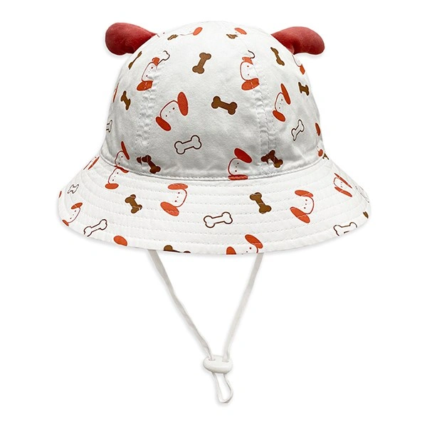 Nón vành cho bé Duy Ngọc in cún và xương màu trắng 1