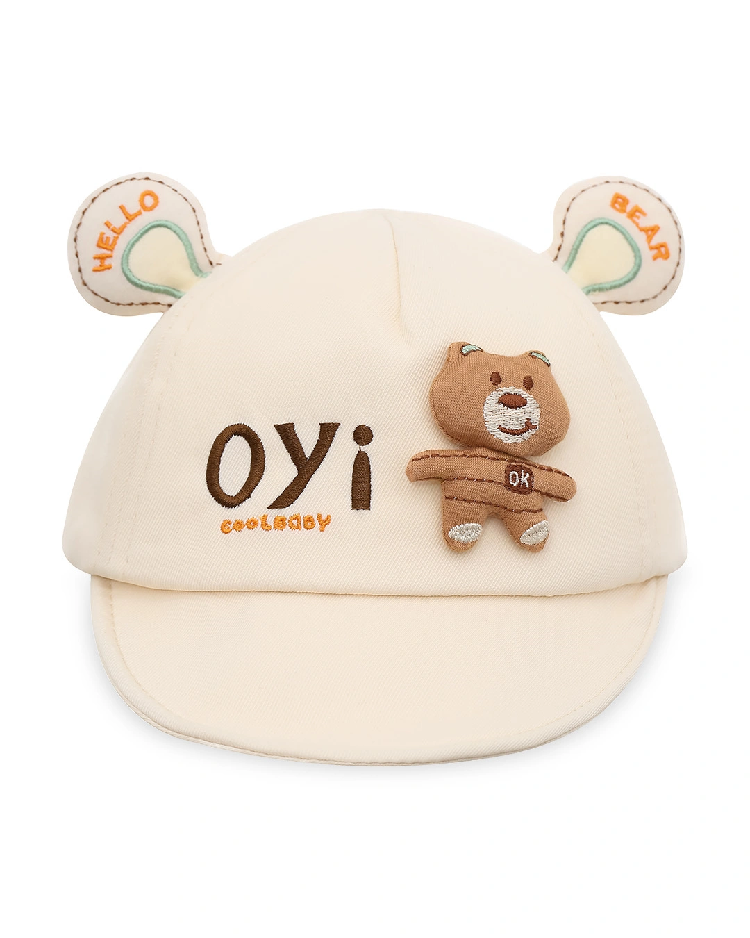Nón kết cho bé TOP KIDS thêu gấu nâu màu da 2