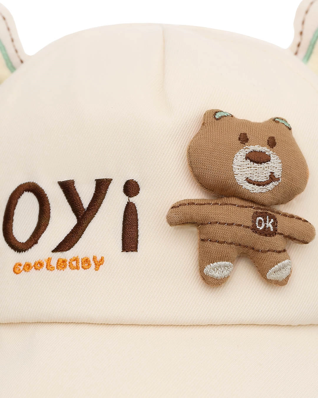 Nón kết cho bé TOP KIDS thêu gấu nâu màu da 5
