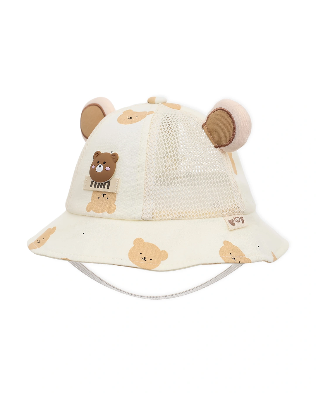 Nón vành cho bé TOP KIDS thêu gấu nâu màu da 2