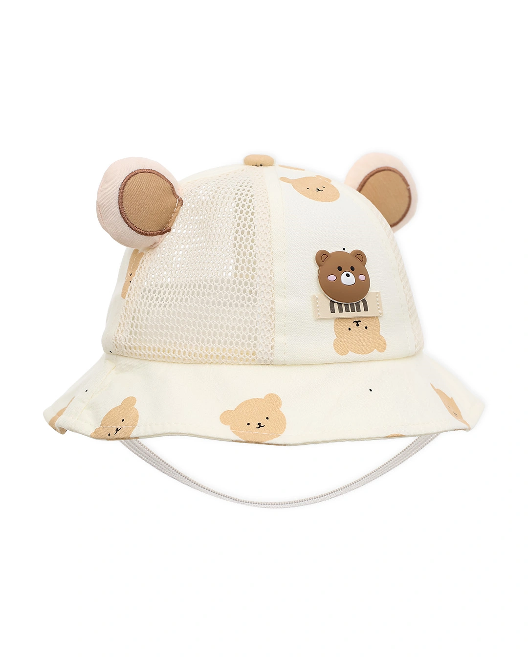 Nón vành cho bé TOP KIDS thêu gấu nâu màu da 3