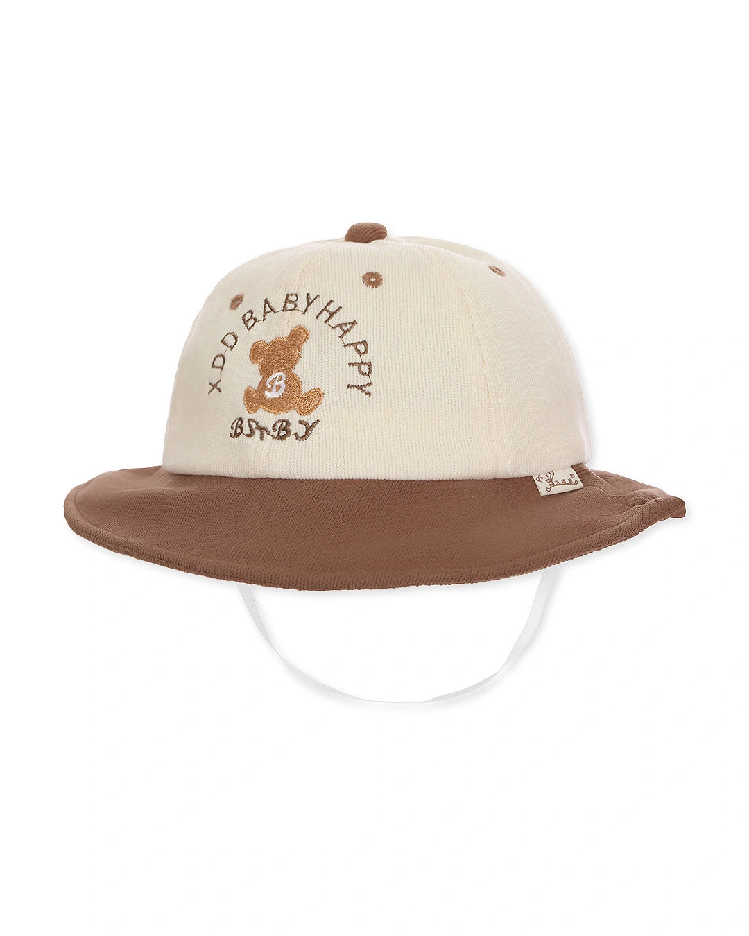 Nón vành cho bé TOP KIDS thêu gấu màu be - nâu 2