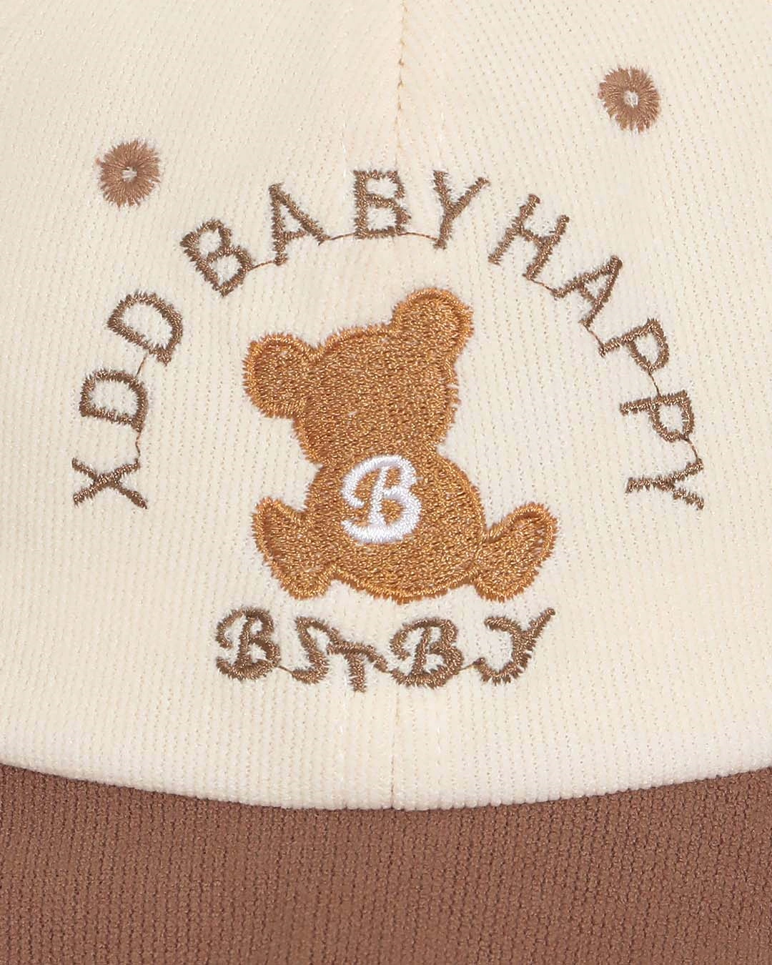 Nón vành cho bé TOP KIDS thêu gấu màu be - nâu 5